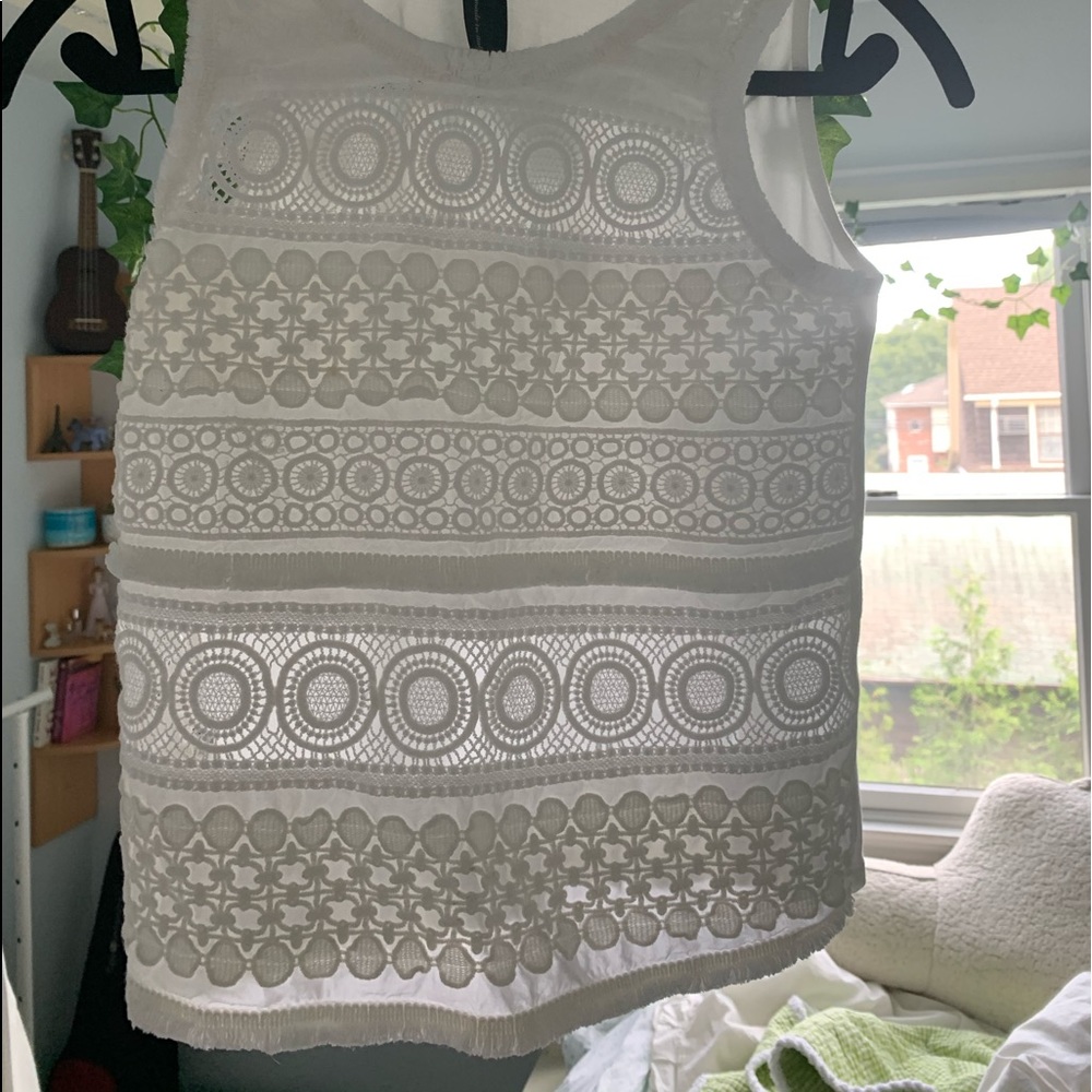 White Embroidery Short Tank - Picture 2 of 3